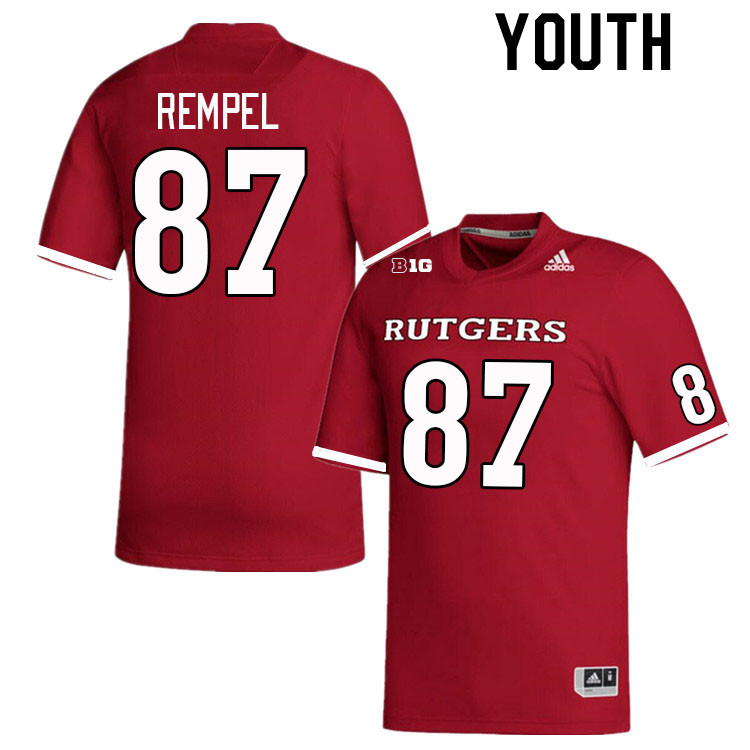 Youth #87 Liam Rempel Rutgers Scarlet Knights College Football Jerseys Stitched Sale-Scarlet